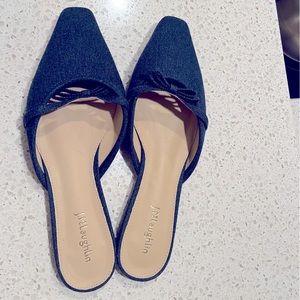 NWOT denim blue slides